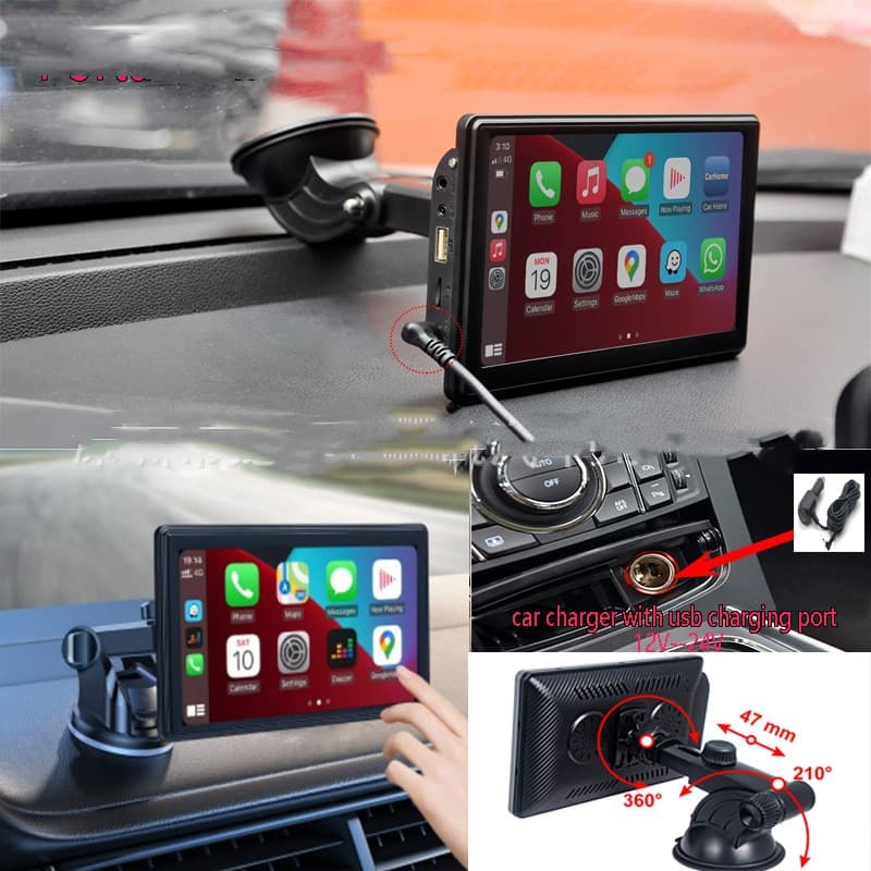 Portable car screen with wireless CarPlay