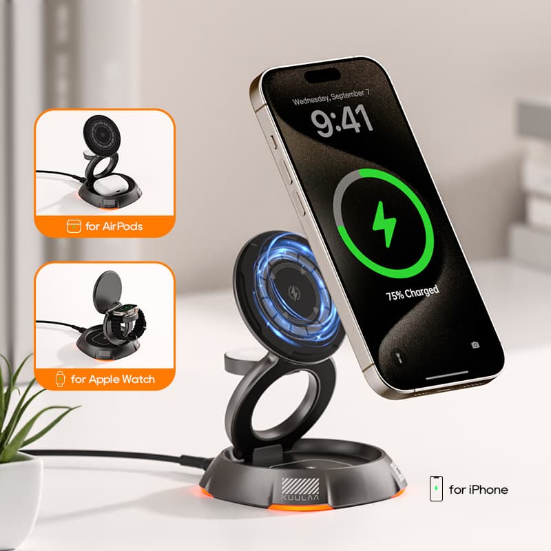 3-in-1 wireless charger phone watch headset