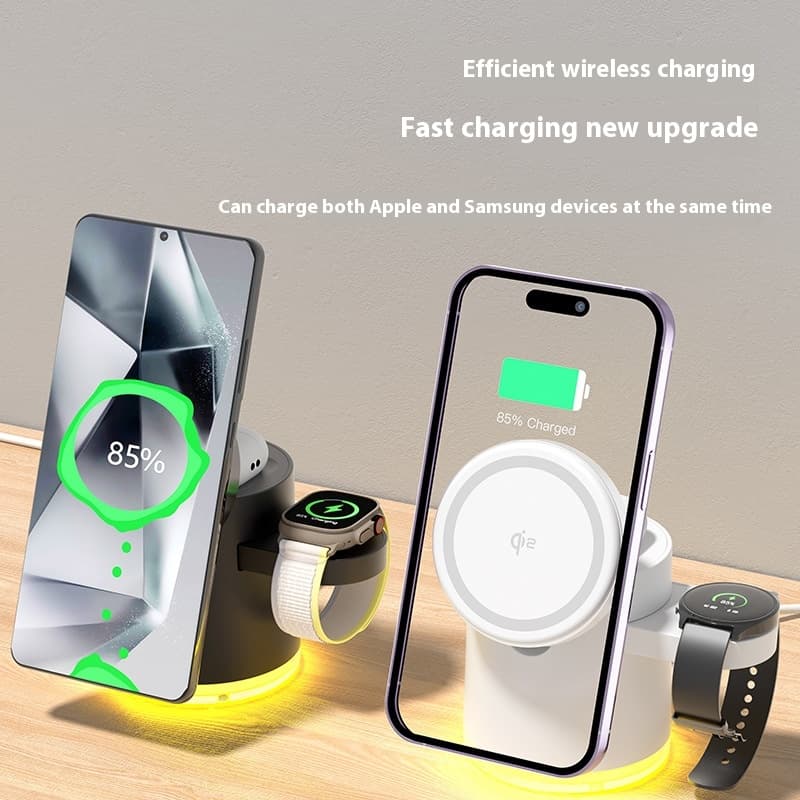 Folding magnetic three-in-one wireless charger